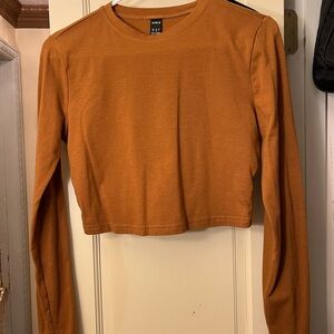 SHEIN Rust Long Sleeve Crop Top